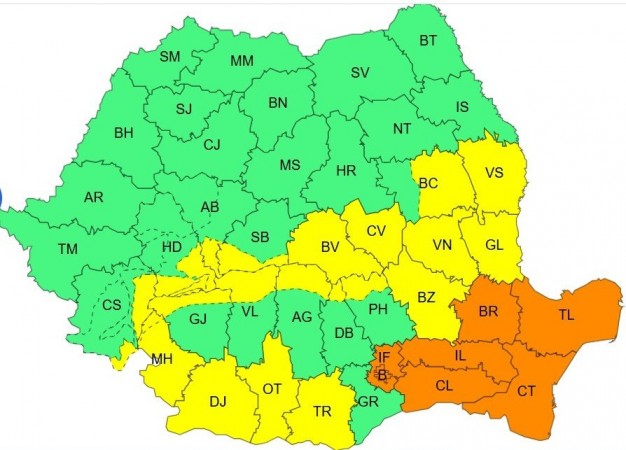 harta- fenomene meteo Giurgiu